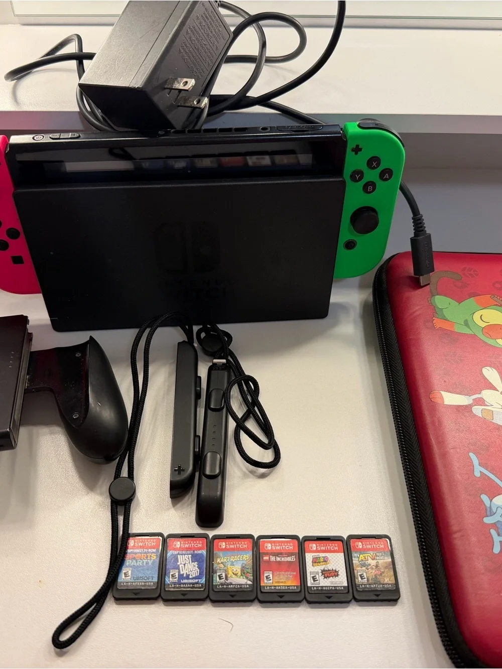 Nintendo Switch Console with Neon Green & Neon Pink Joy‑Con Controllers